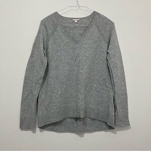 Gap Tunic Sweater Womens M Wool Blend Gray Heather Long Sleeve V-neck Hi-low Hem